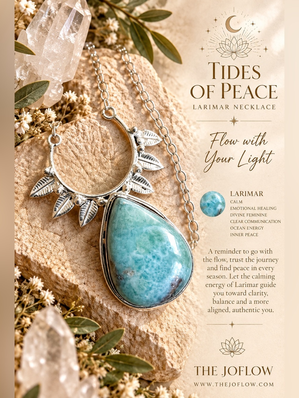 925 Ocean Tides Caribbean LARIMAR Pendant Necklace